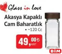 GLASS İN LOVE AKASYA KAPAKLI CAM BAHARATLIK 120 CC